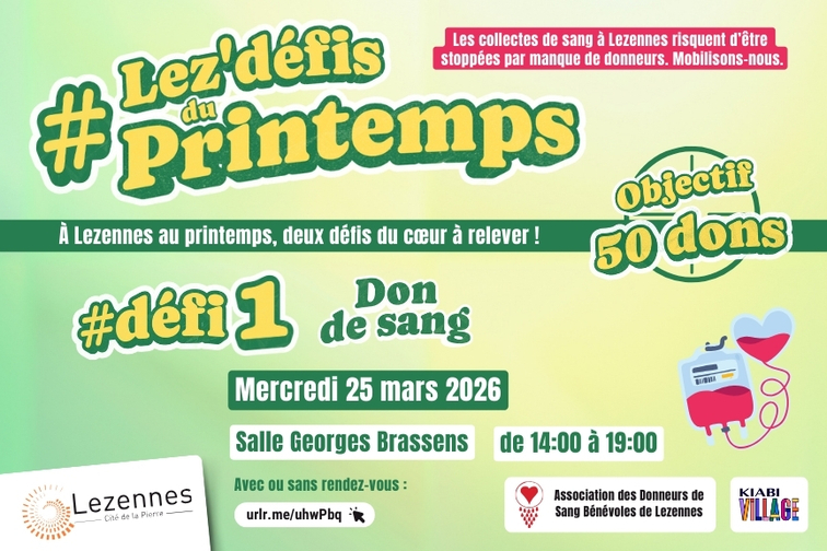 Lez' défis du Printemps 2026 - Don de sang