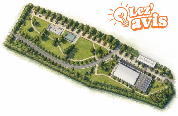 Vue aérienne de la plaine du complexe sportif à Lezennes